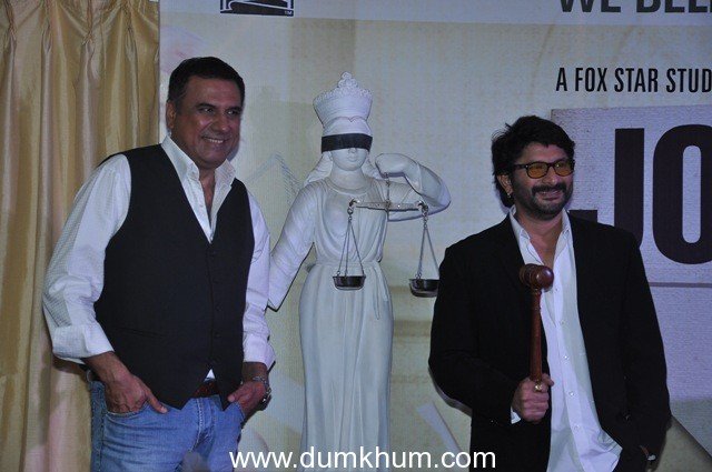 Arshad Warsi and Boman Irani of Jolly LLB judging the case and debate of students from Rizvi law College, Bandra