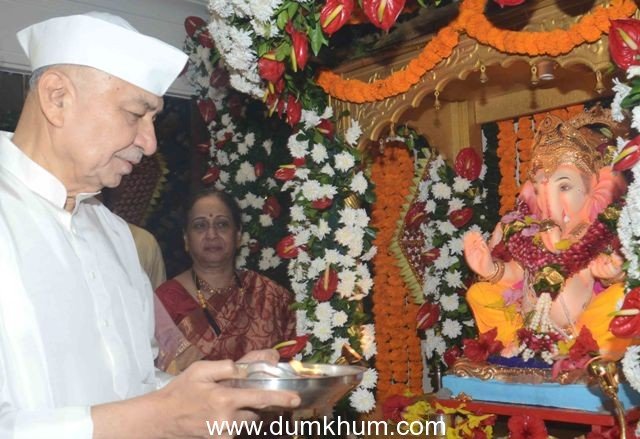 HOME MINISTER OF INDIA SUSHILKUMAR SHINDE,MLA PRANITI SHINDE WITH FAMILY ON OCCASION OF LORD GANESH PUJA AT PALI HILL BANDRA.