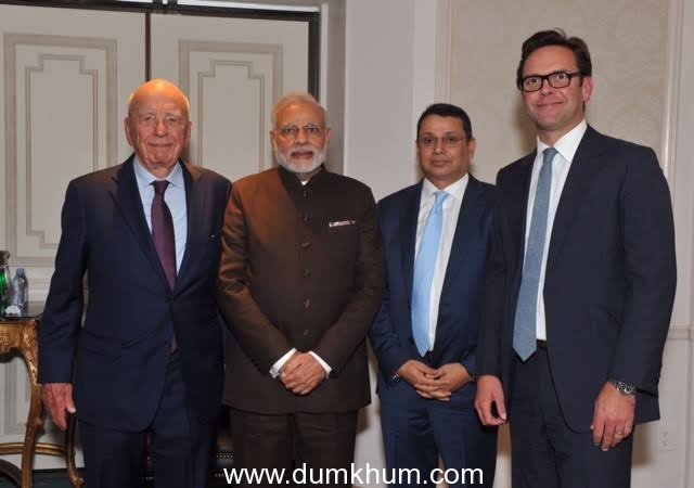 Prime Minister meets Mr. Rupert Murdoch & Mr. James Murdoch of 21st Century Fox and Mr. Uday Shankar of Star India