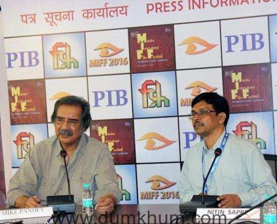 Mr. Mike Pandey, Veteran film maker interacting with the press on Saturday at MIFF Media Centre-