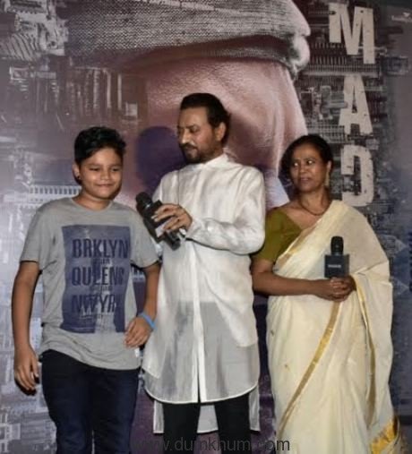 Irrfan Khan presents Madaari trailer along with his son , Jimmy & Nishikant kamat-