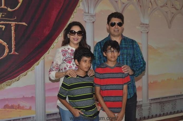 Madhuri Dixit Nene with husband, Ram Nene and children at Beauty and the Beast Musical