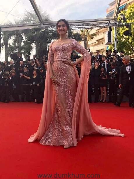 Sonam Kapoor looks ethereal and elegant in an Elie Saab ensemble on Day 5 of red carpet at the Cannes Film Festival