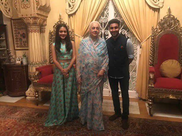 Aadar Jain and Anya Singh with the Maharani of Jaipur