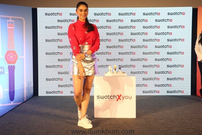 Aditi Rao Hydari, Brand friend- Swatch at the launch of Swatch's new SwatchxYou collection in Mumbai.