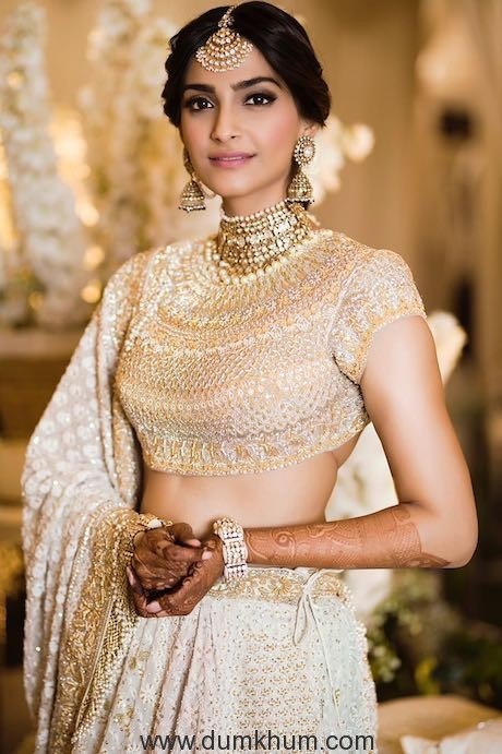 Here's an image of Sonam Kapoor from her mehendi ceremony