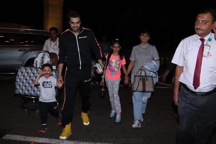 Maniesh Paul and Family snapped at the airport as they leave for a vacay in Singapore