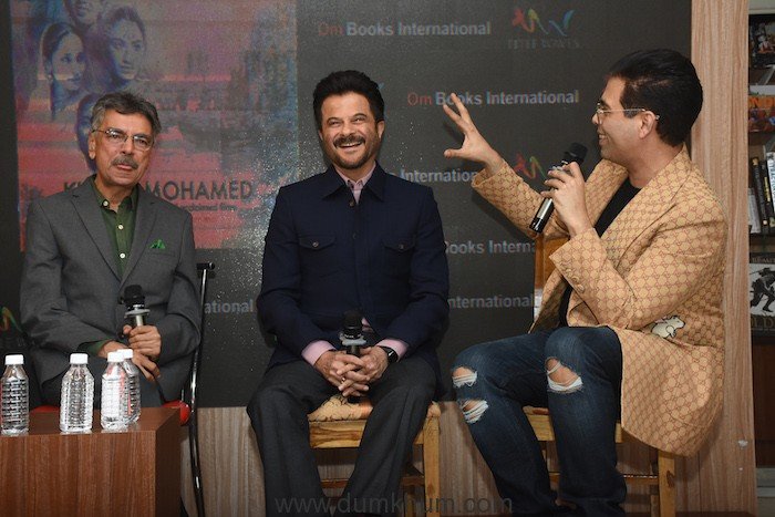 Khalid Mohamed, Anil Kapoor & Karan Johar at the launch of Khalid Mohamed’s debut novel ‘The Aladia Sisters’, an Om Books International publication