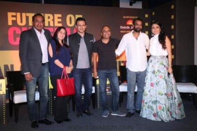 Sameer Nair, Shrishti Behl, Vivek Oberoi, Ajay Chacko, Madhu Mantena and Mini Mathur at the Jagran Cinema Summit