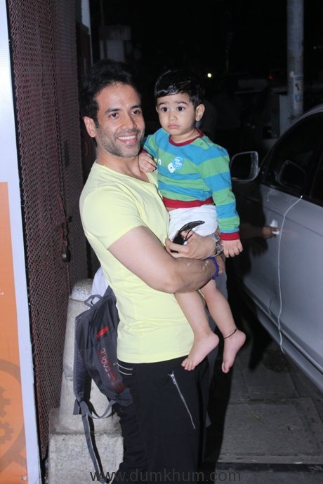 Tusshar Kapoor spotted with his son Laksshya Kapoor at the toddler gym