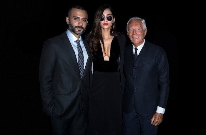 SONAM K AHUJA AND ANAND S AHUJA MEET MR. GIORGIO ARMANI AT THE BRANDS SS’19 FASHION SHOW