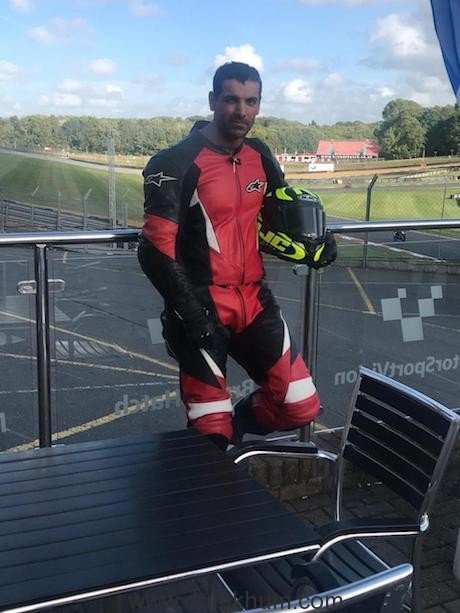 11John Abraham preps for his upcoming yet untitled biker film at Brands Hatch, Uk's best loved race circuit in London
