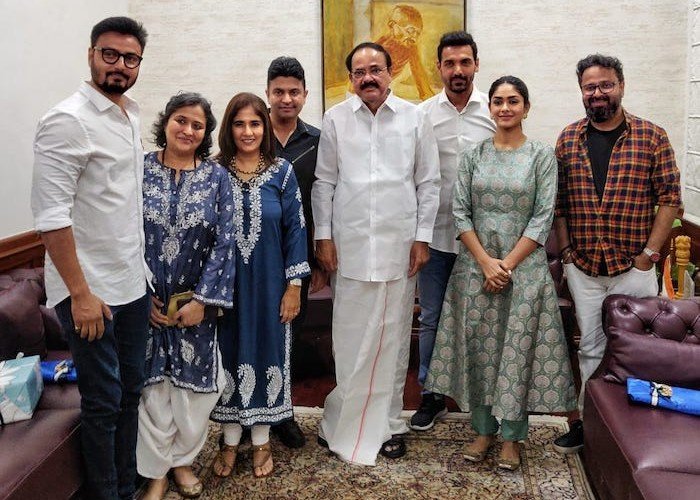 Bhushan Kumar, Nikkhil Advani, John Abraham and team Batla House gets best wishes from Vice President of India at the special screening in Delhi