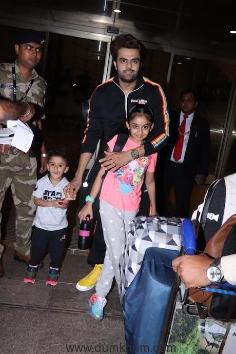 Maniesh Paul and Family snapped at the airport as they leave for a vacay in Singapore-