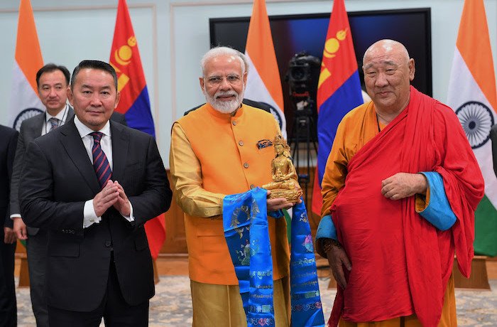 Mongolia President Khailtamaniga Batulga and Prime Minister Narendra Modi inaugurated the Buddha statue