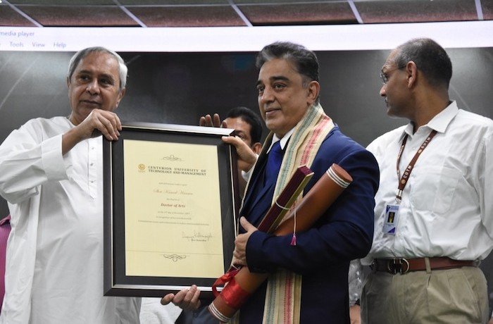 Kamal Haasan receives honorary Doctorate by CM Naveen Patnaik in Odisha