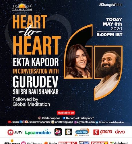 Ekta Kapoor is all set to invoke peace within and have a ‘Heart to Heart’ with Sri Sri Ravishankar